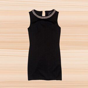Forever 21 Black Sleeveless Dress with Embellished Collar – Size Small